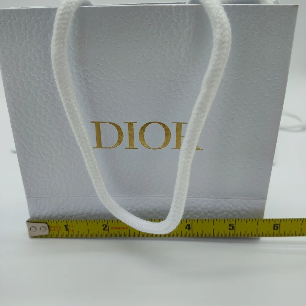 DIOR Small Gift Bags Set 4 White Gold Logo Rope Handles 5.75x5.25x2